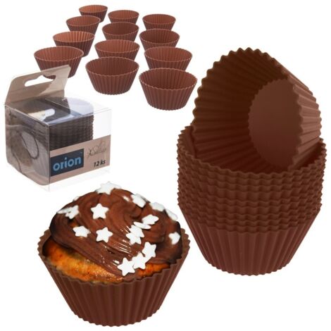 Moules à muffins, muffins, caissettes en silicone, marron, 12 pièces, 5,5 cm ORION 151757 (1/5)