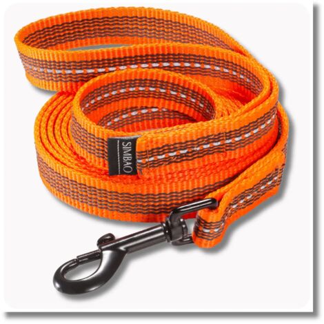 Laisse antidérapante avec réflecteur ORANGE - 1,8 m, 76 mm - chien 10-25 kg (1/5)