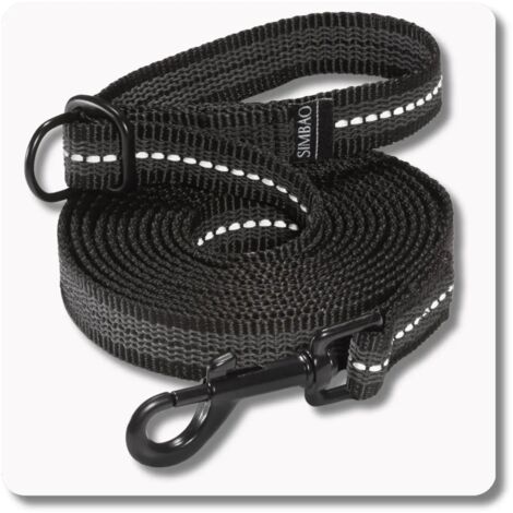 Laisse antidérapante réglable avec réflecteur NOIRE - 5 m, 86 mm TWISTLOCK - chien 15-80 kg (1/5)