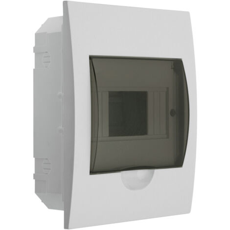 Tableau de distribution modulaire en plastique 1x6 encastré IP40 IK06 N+PE II, porte grise transparente DB106F 1X6P/FMD blanc 3841 (1/2)