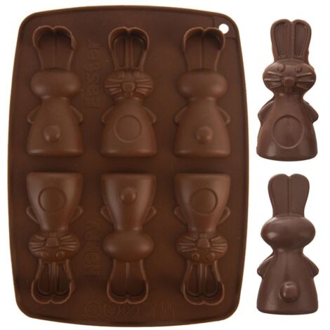 Moule de cuisson en silicone marron pour biscuits et pralines, lapin SILLINIE ORION 151784 (1/5)