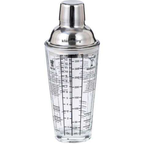 Shaker de barman en verre 400 ml avec recettes Klausberg KB-7647