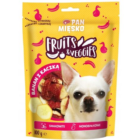 Friandises pour chien Mr. Mięsko BANANE au CANARD 100g Fruits et Légumes (1/2)