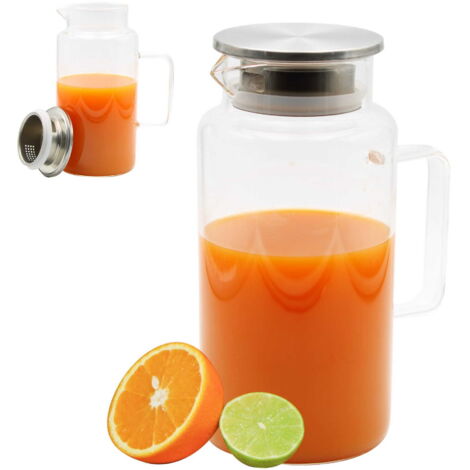 Pichet Mélangeur Transparent 2000 Ml - Pour Jus, Cocktails Et Eaux Infusées, Hermétique Et Résistant, Facile à Utiliser Et Nettoyer