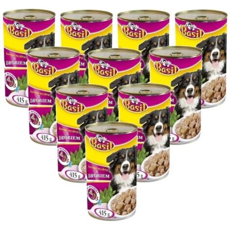 Nourriture humide au basilic 415g avec volaille pour chiens 10 pcs. (1/3)
