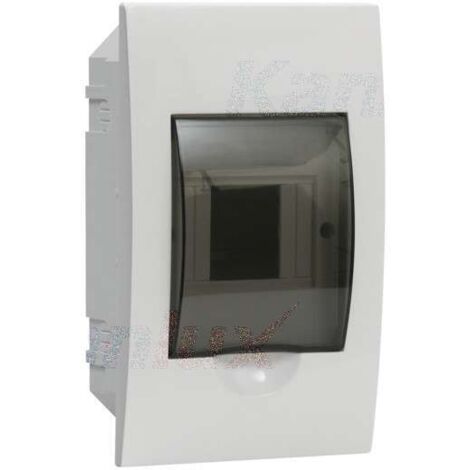 Tableau de distribution modulaire, plastique, 1x4, encastré, IP40, IK06, N+PE, classe II, porte grise transparente, DB104F 1X4P/FMD, blanc, 3840 (1/3)