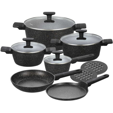 KLAUSBERG KB-7830 Ensemble de 12 casseroles avec revêtement antiadhésif en marbre