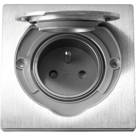Prise étanche 2p+T encastrable IP55 NF acier inoxydable OR-AE-1397 Orno