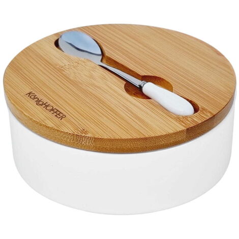 Sucrier en céramique 350 ml avec cuillère KonigHOFFER 4233 sucrier blanc (1/3)