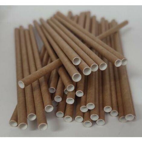 Pailles En Papier Kraft Marron Biodégradables - 8 Pailles, Compostables, 20 Cm