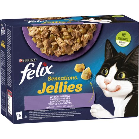 Felix Sensations Jellies, nourriture pour chats, sélection de saveurs en gelée, 1,02 kg (12 x 85 g) (1/2)