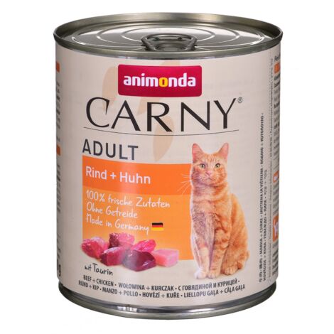 Animonda Carny Adult - Bœuf et poulet 800 g - Nourriture humide pour chats adultes