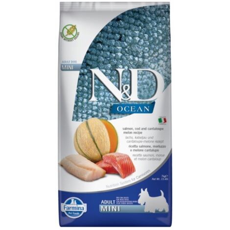 FARMINA N&D OCEAN DOG SAUMON, MORUE ET CANTALOUP 7 kg