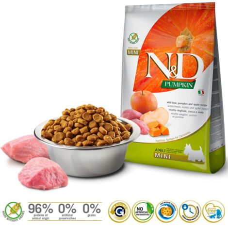 FARMINA N&D GF CITROUILLE SANGLIER ET POMME ADULTE MINI 7 kg