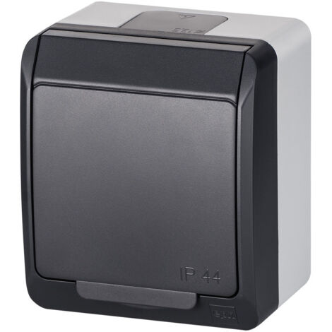 Prise étanche simple en saillie Hermes avec mise à la terre 16 A IP44 anthracite 0321-07 (1/5)