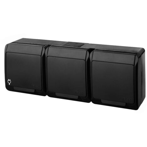 Prise noire Hermès NT 3X Z/U avec rabat IP44 3X2P+Z Bornes à vis 16A 0323-09 (1/3)