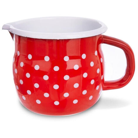 Mug TECKA en émail à pois rouges, 800 ml (1/2)