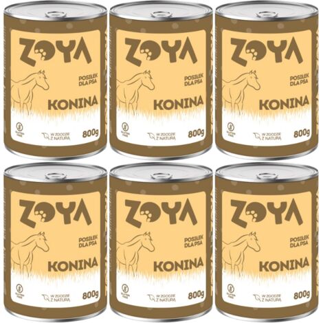 ZOYA Viande de cheval en conserve, aliment humide pour chiens, 6 boîtes de 800 g (1/2)