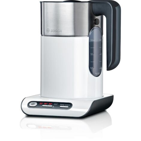 Bosch – Bouilloire électrique 1,5L TWK8611P – Puissance 2400W – Couleur blanc anthracite – Base rotative 360° – Filtre anti-calcaire en inox (1/10)