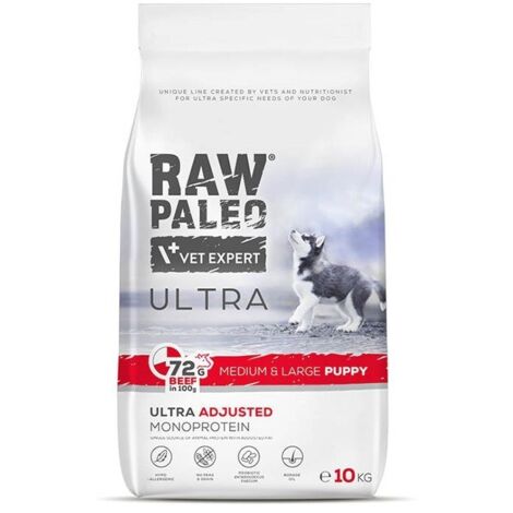 VetExpert Bœuf cru paléo pour chiots moyens et grands, 10 kg (1/5)
