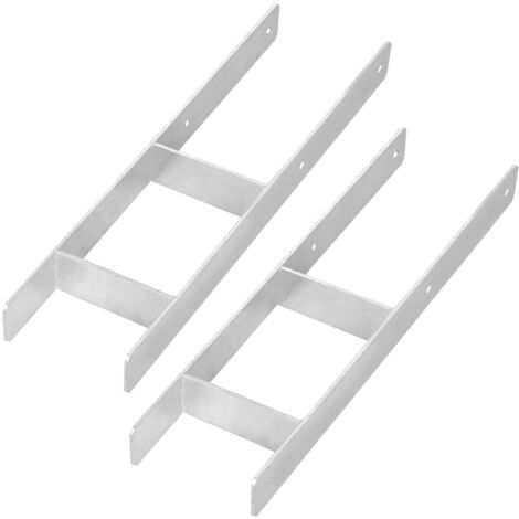 KOTARBAU® Embase de poteau en H pour scellement, support, ancrage en acier galvanisé, 150 mm, lot de 2 (1/5)