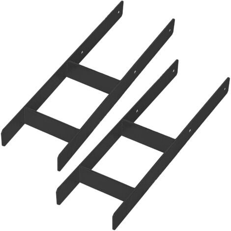Support de fixation pour poteau en H KOTARBAU® pour installation dans la brique, ancrage en acier galvanisé noir, 160 mm, lot de 2 (1/5)