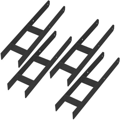 KOTARBAU® Embase pour poteau en H avec ancrage à vis, acier galvanisé noir, 120 mm, lot de 4 (1/5)