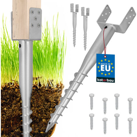 KOTARBAU® Base de poteau d'ancrage au sol en acier en forme de U pour clôtures et tonnelles, 141 x 720 mm, lot de 2 (1/5)