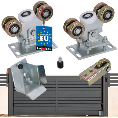 KOTARBAU® Jeu de 5 chariots métalliques à roulettes pour portail coulissant, profil 80 x 80 mm