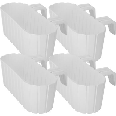 KOTARBAU® Jardinière de balcon ovale rustique blanche 400 mm, lot de 4