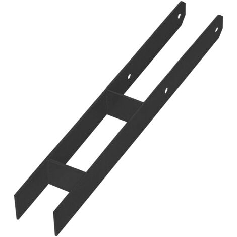 Embase de poteau en H KOTARBAU® pour installation murale, support, ancrage, acier galvanisé, revêtement en poudre noir, 70 mm (1/5)