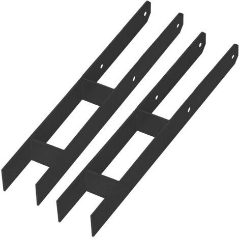 Support de fixation pour poteau en H KOTARBAU®, ancrage mural, acier galvanisé noir, 70 mm, lot de 2