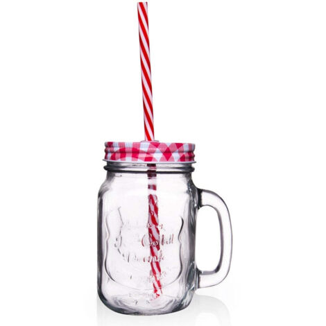 Bocal en verre avec couvercle et paille, 450 ml (1/5)