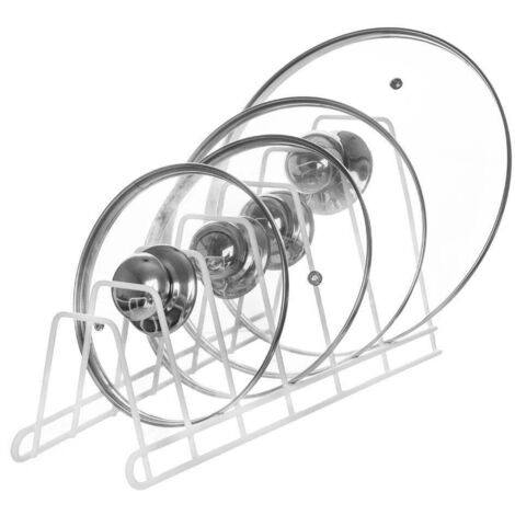 Étagère à assiettes et couvercles en métal blanc, organisateur de cuisine 34 cm (1/5)
