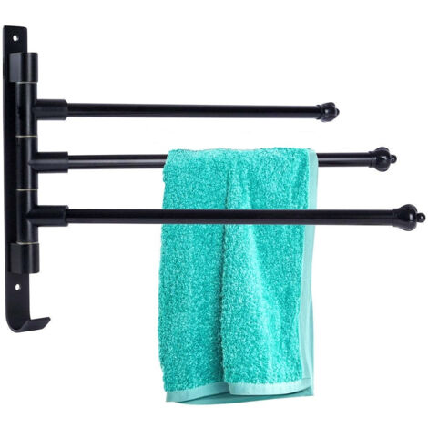 Porte-serviettes pivotant en aluminium noir, 30 cm