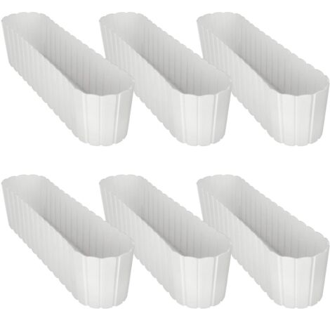 Pot de fleurs ovale pour balcon, blanc rustique, 60 cm, lot de 6