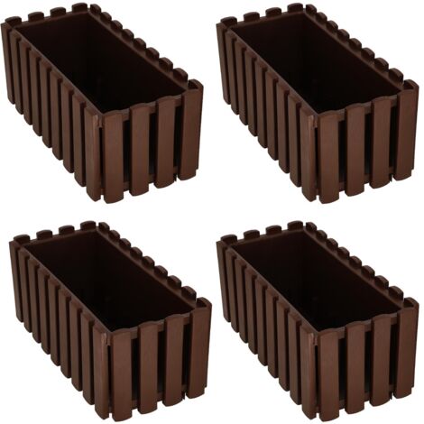 Jardinière de balcon pour rambarde, marron rustique, 40 cm, lot de 4 (1/5)
