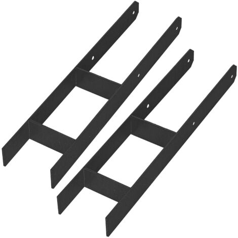 Support de fixation pour poteau en H KOTARBAU®, ancrage mural, acier galvanisé noir, 120 mm, lot de 2