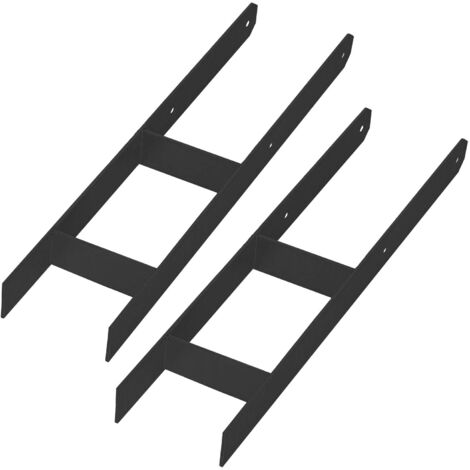 KOTARBAU® Embase pour poteau en H avec ancrage à vis, acier galvanisé noir, 140 mm, lot de 2