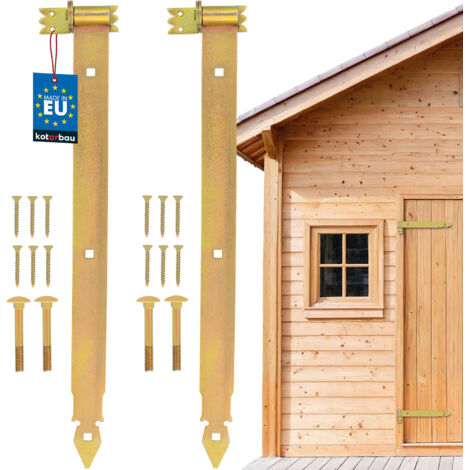 KOTARBAU® Lot de 2 charnières à sangle 600 mm en acier galvanisé doré pour porte de garage, volets et tonnelle (1/5)