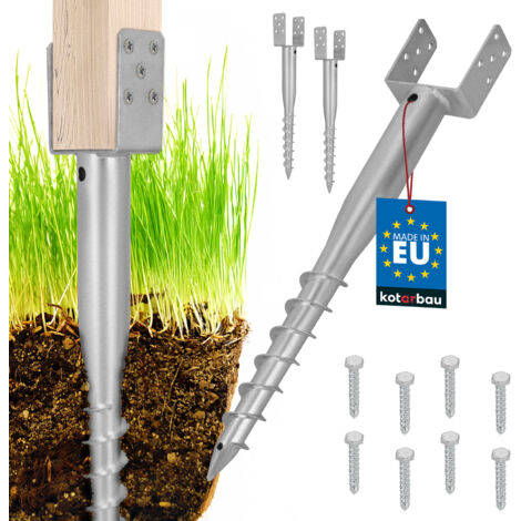 KOTARBAU® Base de poteau d'ancrage au sol en acier à boulon en U pour clôtures et tonnelles, 122 x 720 mm, lot de 2 (1/5)