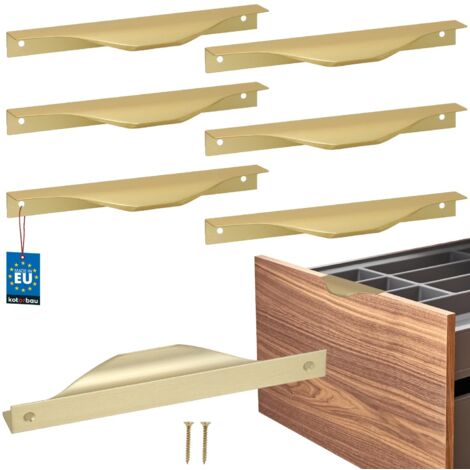 Poignée de meuble KOTARBAU® Modern Edge en aluminium doré mat 160/180 mm, lot de 6 (1/5)