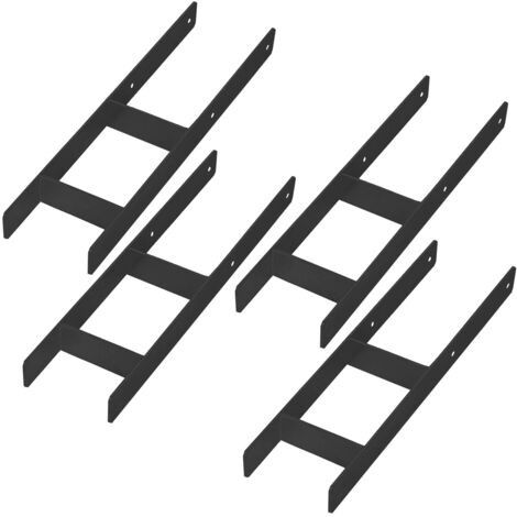 Support de fixation pour poteau en H KOTARBAU®, ancrage mural, acier galvanisé noir, 150 mm, lot de 4