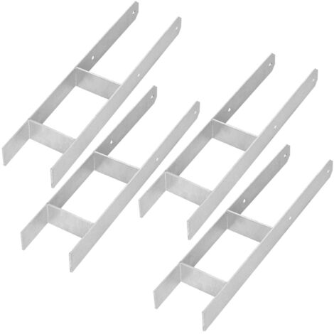 KOTARBAU® Base de poteau en H pour scellement, support, ancrage en acier galvanisé, 120 mm, lot de 4