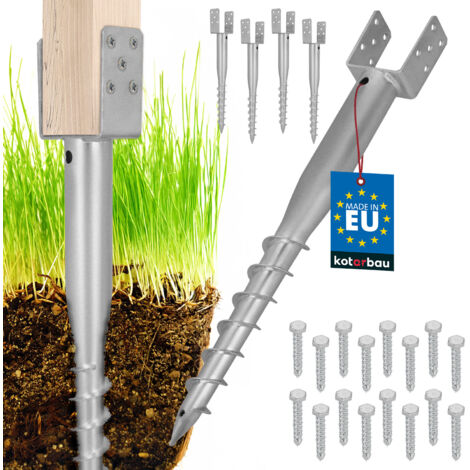 KOTARBAU® Embase de poteau d'ancrage au sol en acier en forme de U pour clôtures et tonnelles, 91 x 710 mm, lot de 4 (1/5)