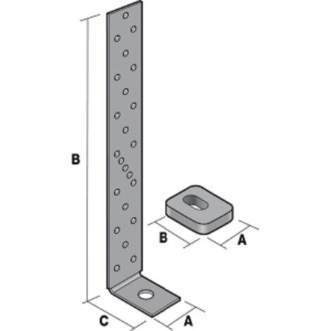 Simpson Strong Tie – Équerre de fixation 290x50x40mm – Acier galvanisé S250GD – Pour liaison bois-béton – Capacité de charge élevée – Installation rapide