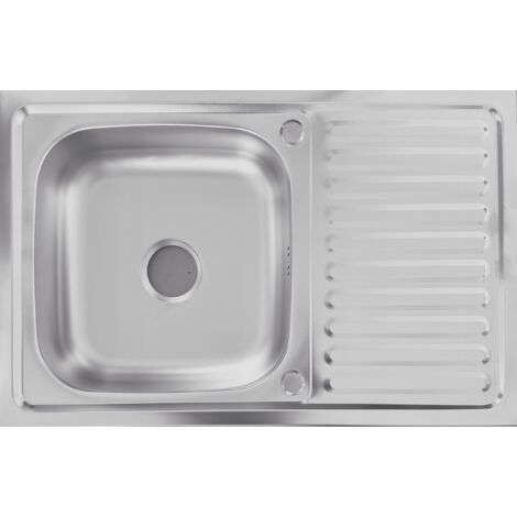 Évier MicroLEN NAYES en acier inoxydable à revêtement discret, 80 x 50 cm, cuve simple avec siphon