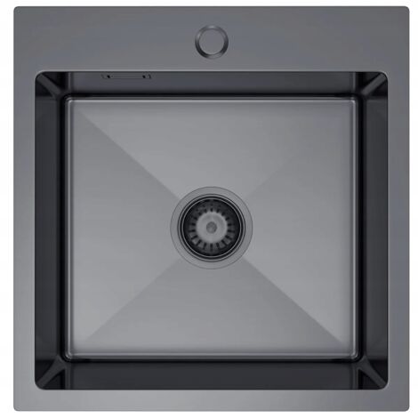 Évier Nayes à une cuve 46x45 noir satiné PVD avec siphon (1/5)