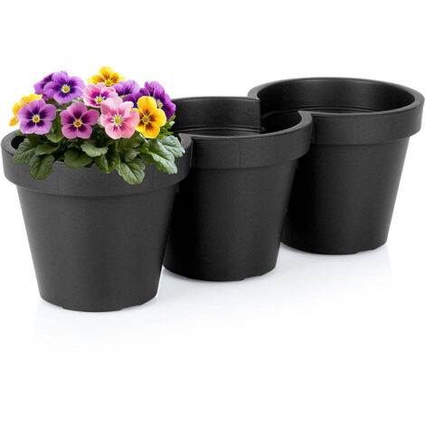 Pot de jardin triple en plastique noir, 39,5 cm (1/5)