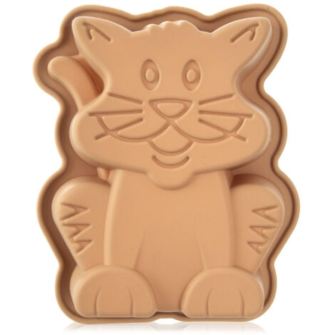 Moule à gâteau en silicone pour enfant, motif chat, 20 x 16 x 4,5 cm (1/4)